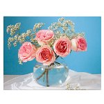 Tablou vaza flori trandafiri roz - Material produs:: Poster pe hartie FARA RAMA, Dimensiunea:: 80x120 cm, 