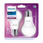 Set 2 becuri led lumina rece Philips, E27, 75W, 1055 lumeni, Philips