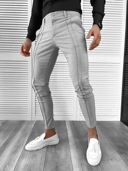 Pantaloni barbati eleganti gri deschis 7144 P18-3.2, 