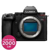 Aparat foto Mirrorless Panasonic LUMIX S5M2 24 MP FF, Phase Hybrid AF, 6K/C4K/4K 4:2:2 10bit, Dual Native ISO, HFR/VFR 10bit, Real Time LUT, Body, Negru