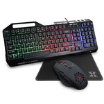 Kit Gaming Serioux Tobis 3 in 1, Tastatura de gaming, 104 taste, 7 taste Anti-ghosting, design slim, iluminare rainbow, structura metalica + taste negre, suport telefon, cablu USB 1.5M PVC, plug and play; Mouse gaming, senzor Sunplus 192, 1000-6400 DPI, , SERIOUX