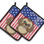 Caroline`s Treasures American Flag și Ciocolata Brown Shih Tzu Pereche de deținătorii pot Mltcl 7.5HX7.5W, 