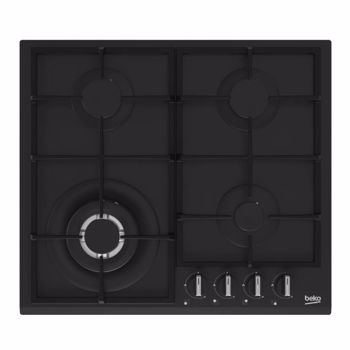 Plita incorporabila BEKO HIYG64225SBO, Gaz, 4 arzatoare, Wok, negru