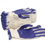 Set 10 perechi manusi tricotate albastru marimea L amestec latex si PVC rezistente acizi detergenti, PROFITOOL