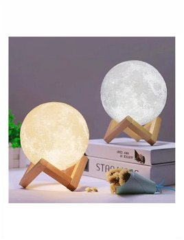 Lampa De Veghe In Forma De Luna 3D Moon Light, Schimbare Culoare La Atingere,ENGROS, 