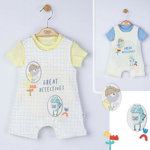 Set salopeta cu tricou Great detectives pentru bebelusi, Tongs baby (Culoare: Galben, Marime: 9-12 luni), Tongs baby