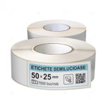 Rola etichete autoadezive semilucioase 50x25 mm adeziv permanent 7500 etichete/rola