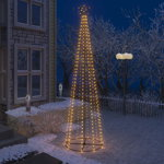 vidaXL Коледна елха конус, 400 LED топло бяло, декорация, 100x360 см, vidaXL