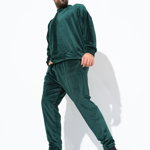 Trening barbat din catifea verde cu bluza si pantaloni