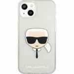 Husa de protectie Karl Lagerfeld Full Glitter Karl Head pentru Apple iPhone 13 Pro, Argintie