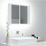 Dulap de baie cu oglindă și LED, alb, 60x12x45 cm acril, Casa Practica