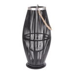 Felinar din bambus cu sticlă Delgada negru, 59 x 29 cm, 