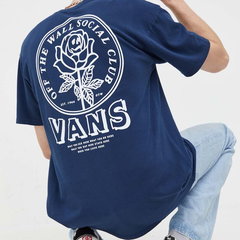 Vans tricou din bumbac culoarea albastru marin, cu imprimeu, Vans