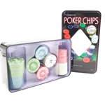 Set Poker Chips, 19 x 11.5 x 5 cm, 100 chips, buton dealer, Multicolor, General