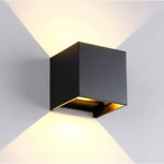 Aplica LED De Perete Interior/Exterior Techstar®, Putere 6W, Culoare Lumina 4000K, 600 Lm, 10x10 Cm, IP 65, Negru