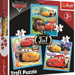 Trefl - Puzzle personaje Pregatiri pentru cursa Cars , Puzzle Copii , 3 in 1, piese 106, Multicolor