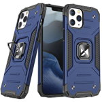 Husa Ring Armor pentru iPhone 14 Pro cu functie de suport si suport pentru inel in albastru, Wozinsky
