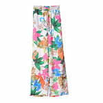 Pantaloni albi cu model floral, 0