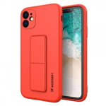 Husa Spate Wozinsky Compatibila Cu iPhone 12 Pro Max, Cu Stand Metalic Pe Spate, Protectie La Camera - Rosu, Wozinsky