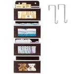 Organizator depozitare usa, Quasar & Co.®, 4 buzunare, universal, netesut intarit la baza, cu vizor, 96 x 33 x 11 cm, maro