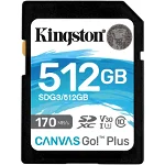 Card de memorie SD Kingston Canvas GO Plus, 512GB, Clasa 10, UHS-I