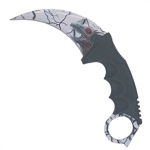 Cutit karambit steel cu teaca si snur de agatat, alb, dragon, 