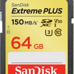 Card de memorie SanDisk SDXC Extreme Plus, 64GB, Class 10, UHS-I