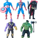 Set 5 Figurine Avengers cu Led, Captain America, Hulk, Spider Man, Dr. Strange, Thanos, 16 cm , Multicolore., OEM