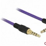 Cablu stereo jack 3.5mm 4 pini (pentru smartphone cu husa) unghi Mov T-T 2m, Delock 85614
