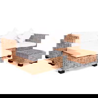 Set mobilier cu canapea 14 piese vidaXL, culoare naturala, ratan, maro