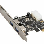 Adaptor card PCI-e USB 3.0, 2 porturi, negru/argintiu, Pro Cart