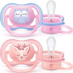 Philips Set 2 suzete Philips Avent SCF085/02 Ultra Air, ortodontice, 0-6 luni, Roz/Portocaliu, Philips