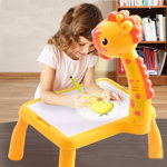 Masa Muzicala de Desen pentru copii cu Proiector, model Girafa, culoare Galben, 24 imagini, AVX-WT-222-2-YELLOW-GIRAFFE, AVEX