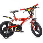 Bicicleta Dino Bikes 143 GLN made in Italy de 14 inch seria 23 cu roti si frane duble 4 si 7 ani