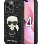 Protectie spate Karl Lagerfeld Glitter Flakes Ikonik pentru Apple iPhone 14 Pro (Negru)