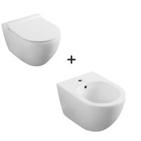 Set vas WC si bideu suspendat, Fluminia, Minerva, Alb, 