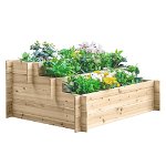 Outsunny Jardinieră Lemn 3 Nivele, Caseta de Flori pentru Grădinărit, 120x100x54cm, Design Rustic, Lemn Natural | Aosom Romania, Outsunny