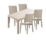 Mobila exterior CULINARO JURI imitatie ratan, masa 90x150x75cm, 4 scaune 59x44xH88cm polipropilena/fibra sticla culoare cappuccino, Culinaro