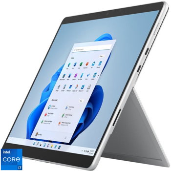 Tableta Microsoft Surface Pro 8, Procesor Intel® Core™ i7-1185G7, PixelSense 13", 16GB RAM, 512GB SSD, 8MP, Wi-Fi, Bluetooth, Windows 10 Pro Argintiu