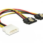 Cablu de alimentare Molex 4 pini la 2 x SATA 15 pini cu clips T-M 20cm, Delock 85237, Delock