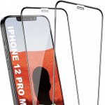 Set folii de protectie JingHuier, 2 piese, pentru iPhone 12 Pro MAX, sticla, 6,7 inchi