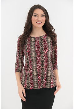 Bluza cu animal print roz-olive, 