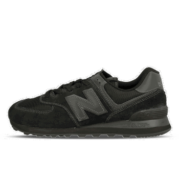 New Balance, Pantofi sport de piele intoarsa si material textil 574, Negru, 9