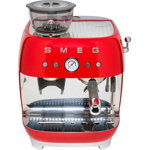 Espressor manual Smeg EGF03RDEU, 1650 W, 20 bari circuit cafea, 15 bari circuit spuma, rezervor apa 2.4 l, 250 gr cafea (Rosu), Smeg