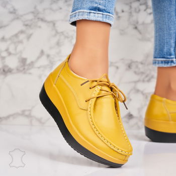 Mocasini dama Piele Naturala Galbeni Teya A4535, Botinelli
