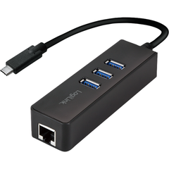 Hub USB LogiLink USB Type-C 3xUSB 3.0 Gigabit Ethernet Negru