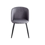 Set de 2 scaune dining Trosa, 84x63x53 cm, textil/ metal, gri deschis/ negru, Mobilia