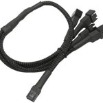 Nanoxia Cablu adaptor pentru ventilatoare 1x 3 pini la 4x 3 pini 30 cm Black