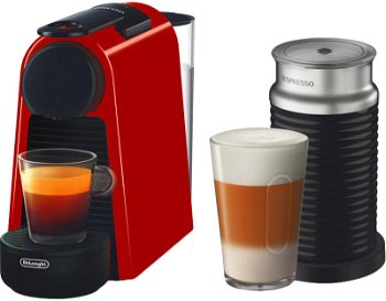 Pachet espressor Nespresso De'Longhi Essenza Mini Red, 19 bari, 1260 W, 0.6 l + aparat pentru spumare lapte AEROCCINO 3 Black 410W