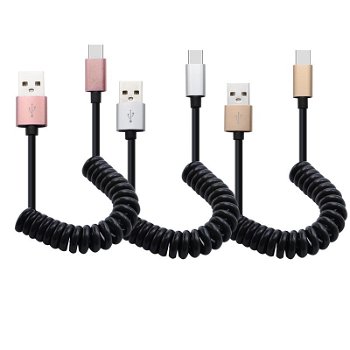 Mini cablu USB 3.1 Tip C, forma Spirala, sincronizare date, incarcare, Neer